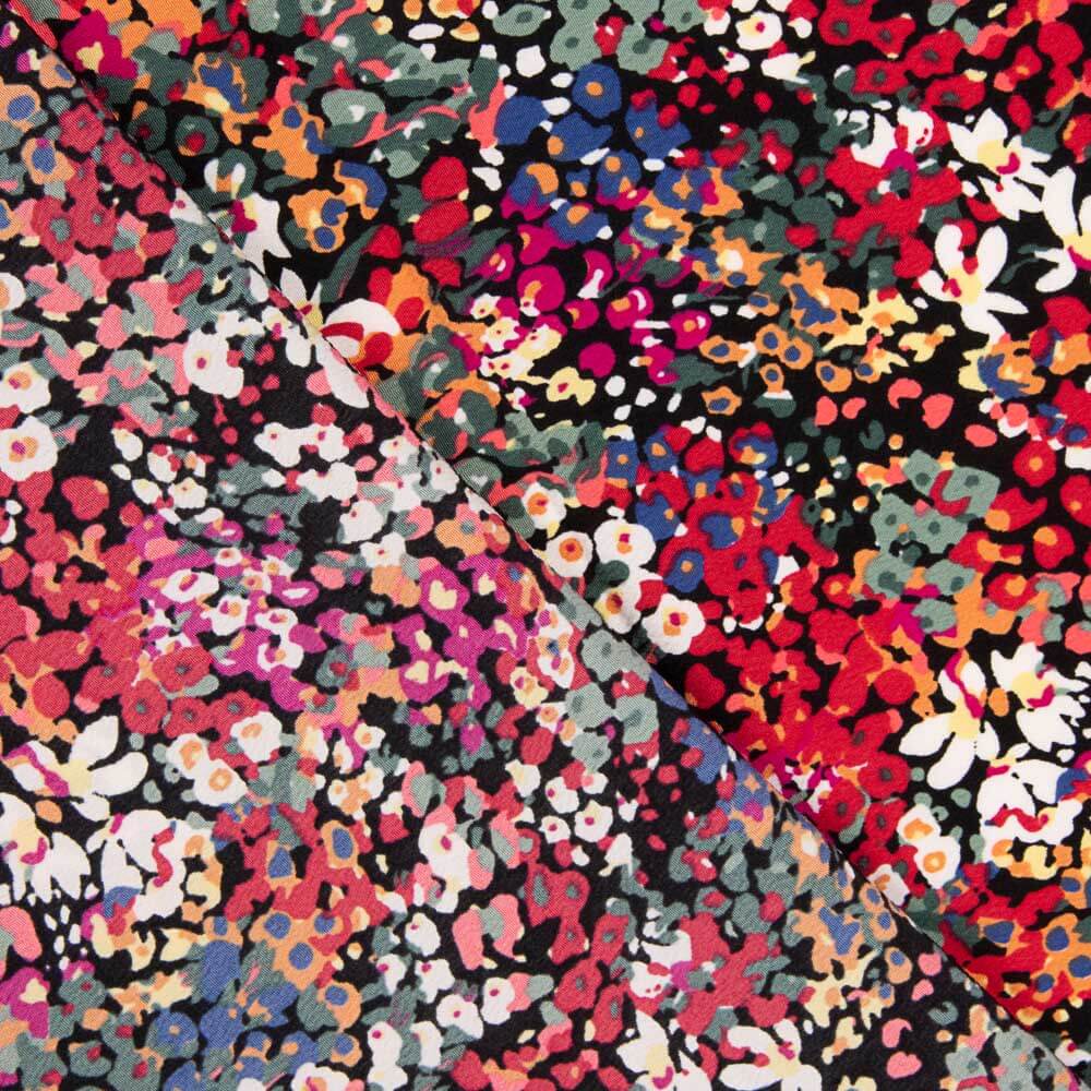 Crêpe Polyester Fleur Confetti Rouge - Ribes y Casals