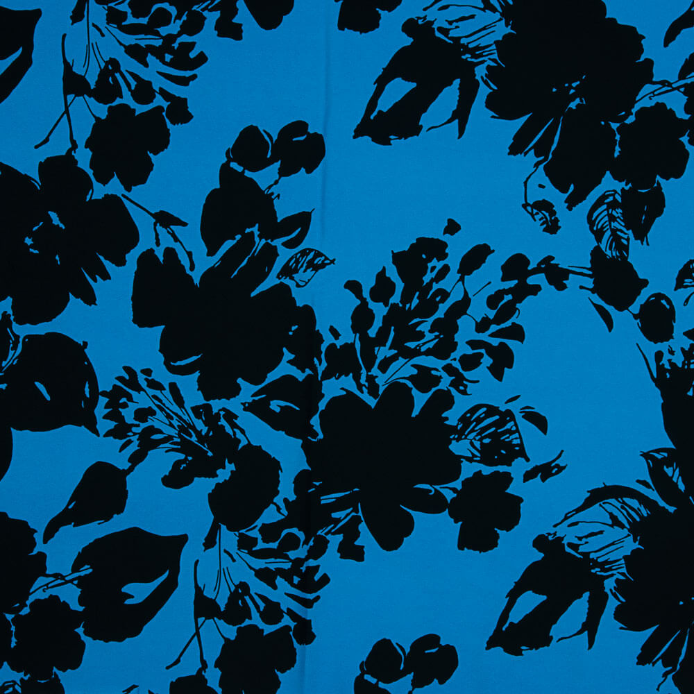 Crêpe Polyester Fleur Bleu - Ribes y Casals