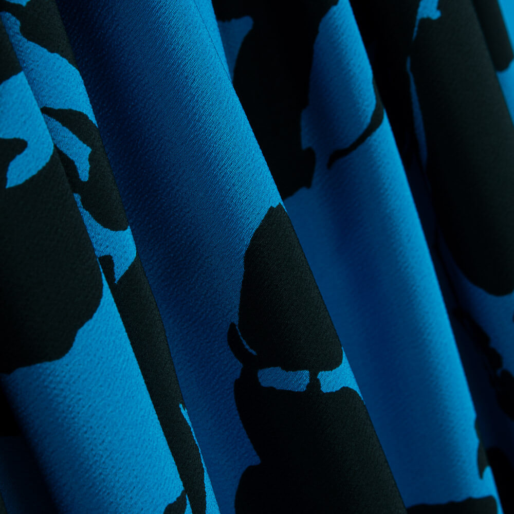 Crêpe Polyester Fleur Bleu - Ribes y Casals