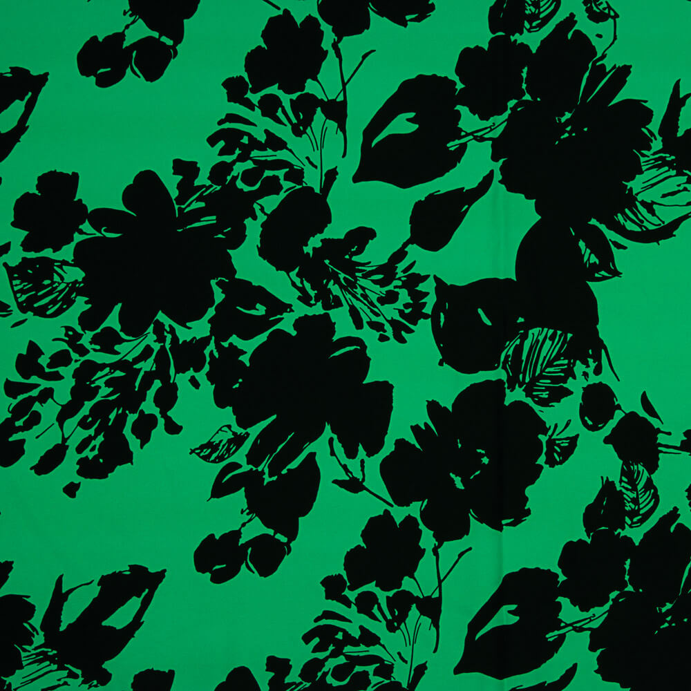Crêpe Polyester Fleur Vert - Ribes y Casals