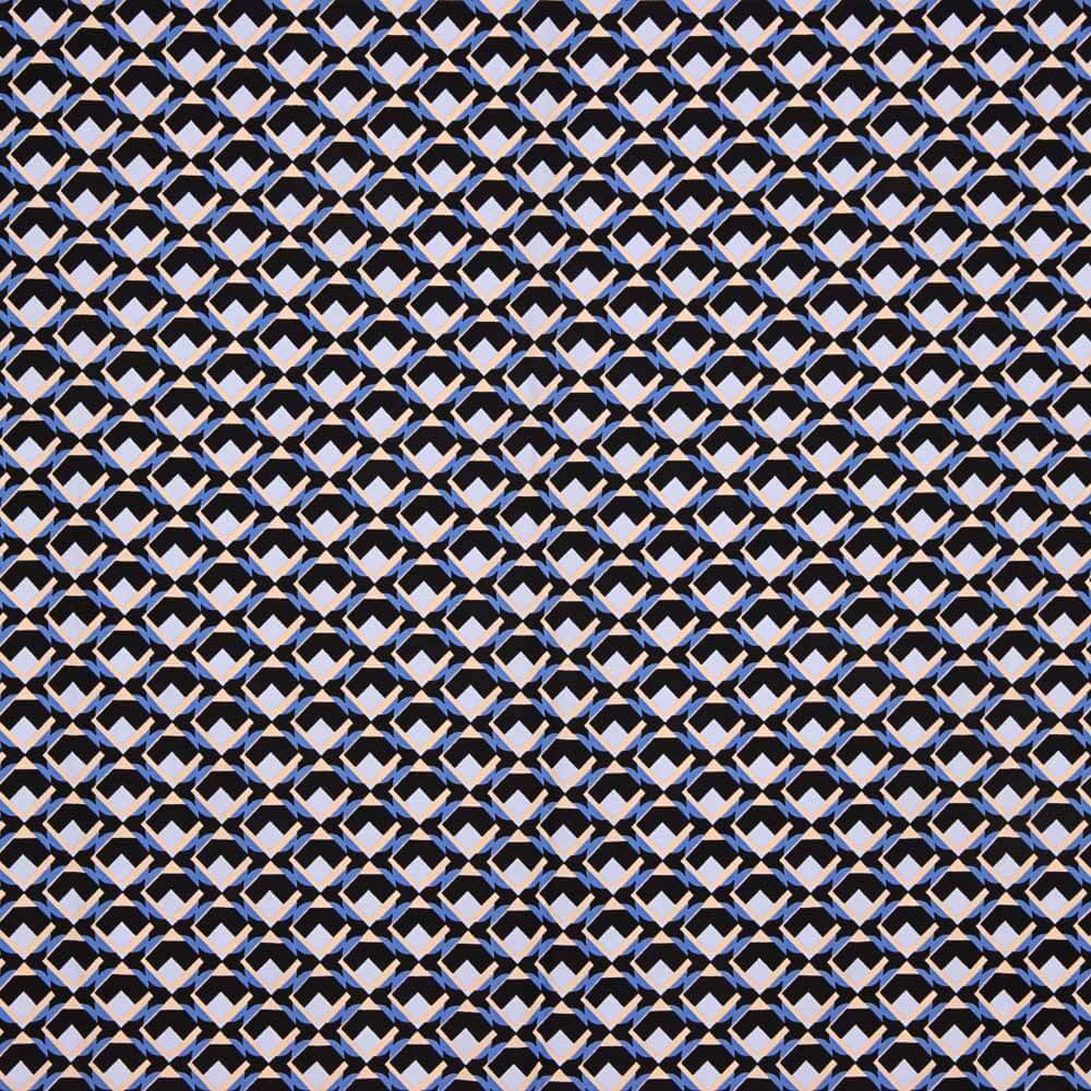 Crêpe Polyester Geo Blue Denim - Ribes y Casals