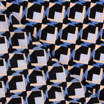 Crêpe Polyester Geo Blue Denim - Ribes y Casals