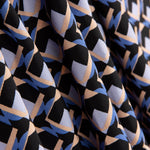 Crêpe Polyester Geo Blue Denim - Ribes y Casals