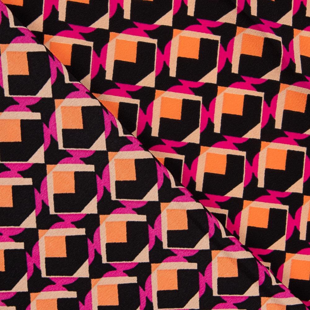 Crêpe Polyester Géo Fuchsia - Ribes y Casals