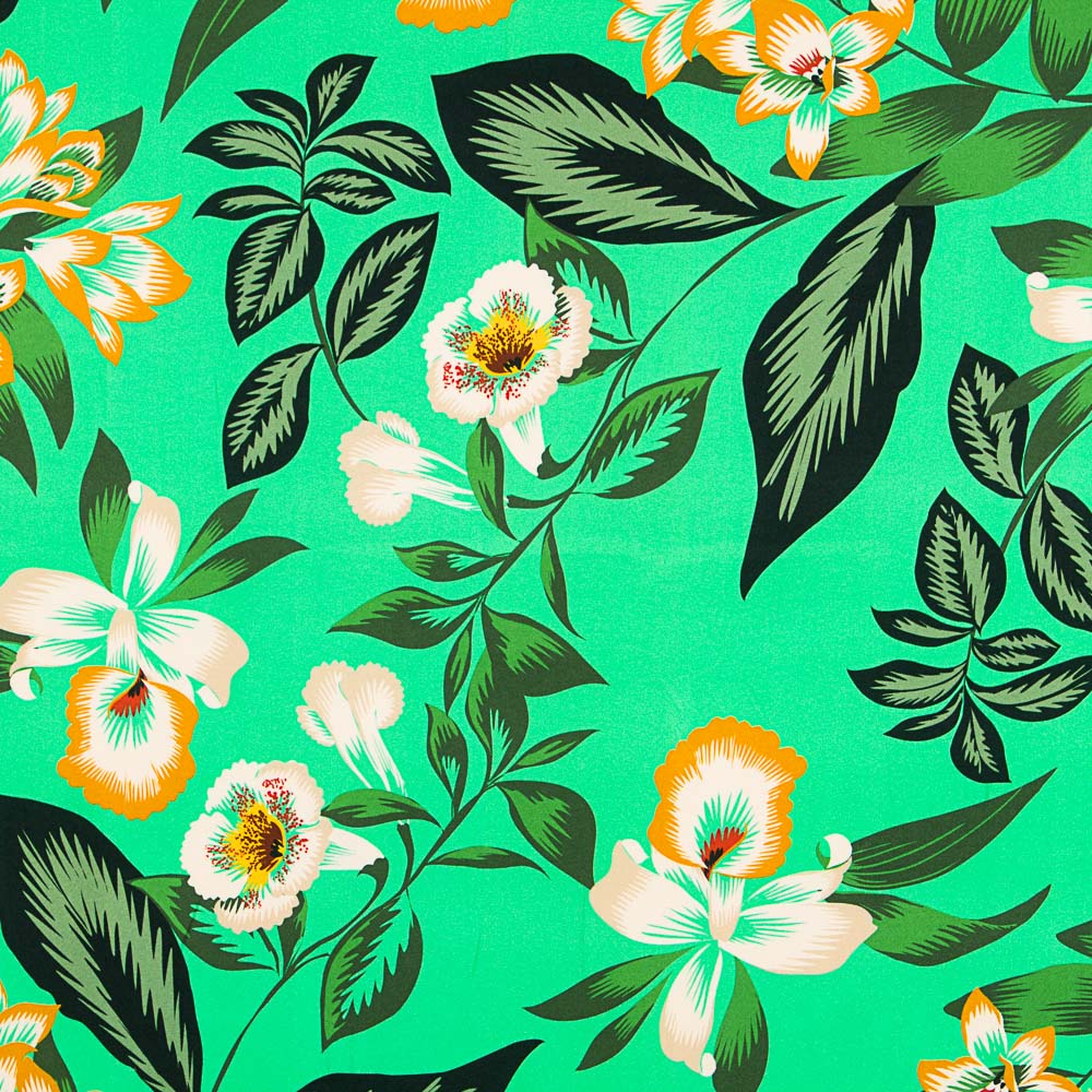 Crêpe Satin Tropical Vert - Ribes y Casals