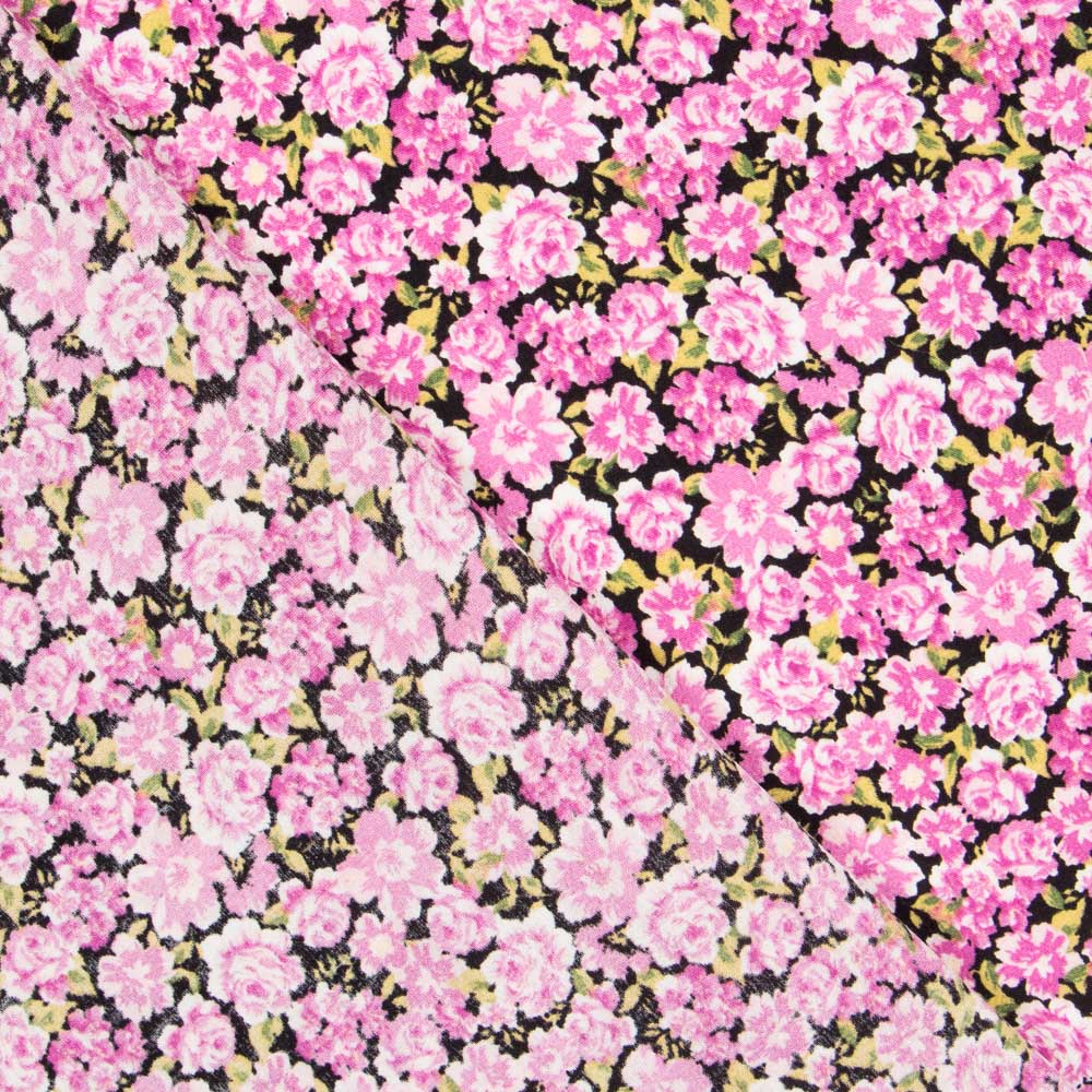 Crêpe Viscose Fleurs Roses - Ribes y Casals