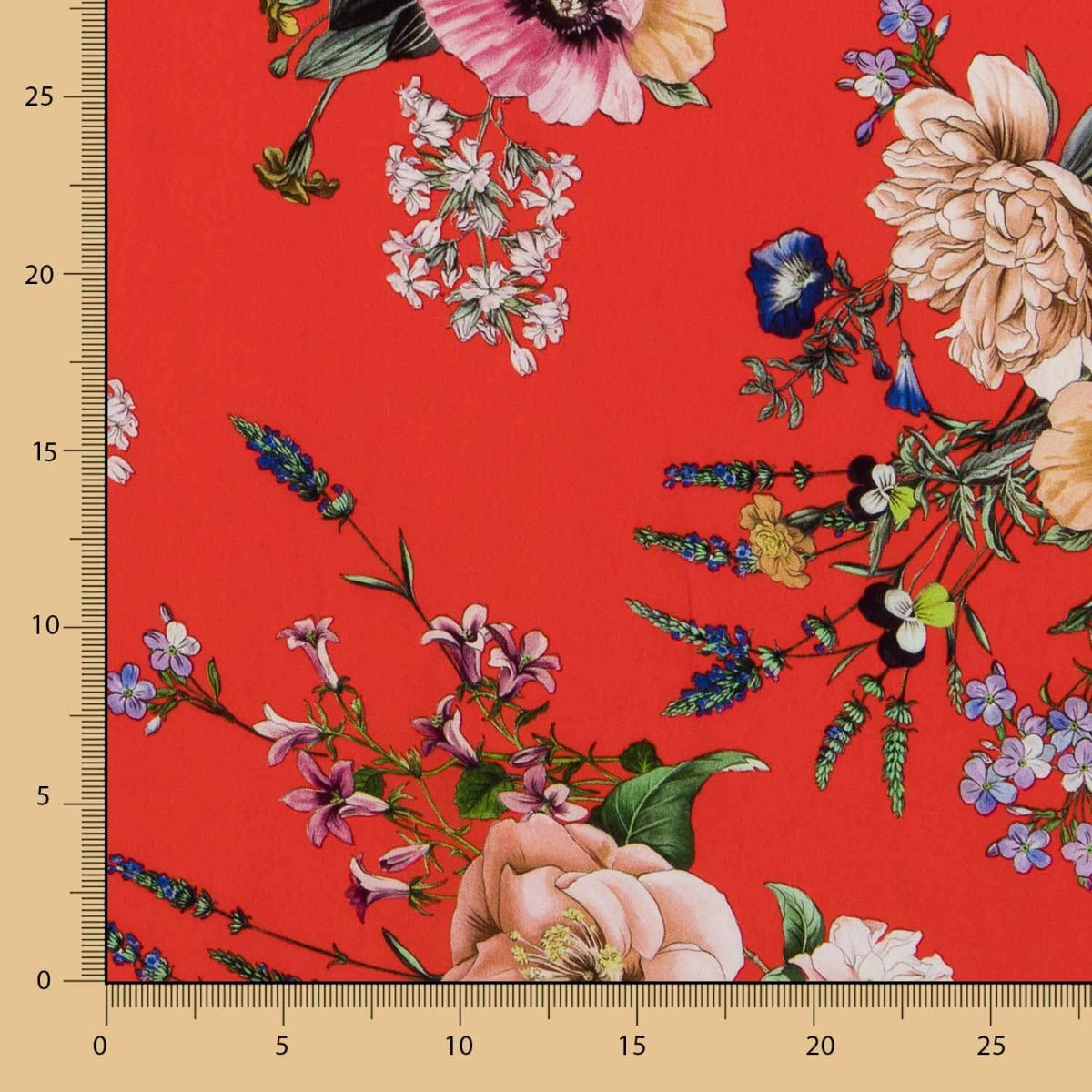 Crepe Viscosa Primavera Roja - Ribes y Casals