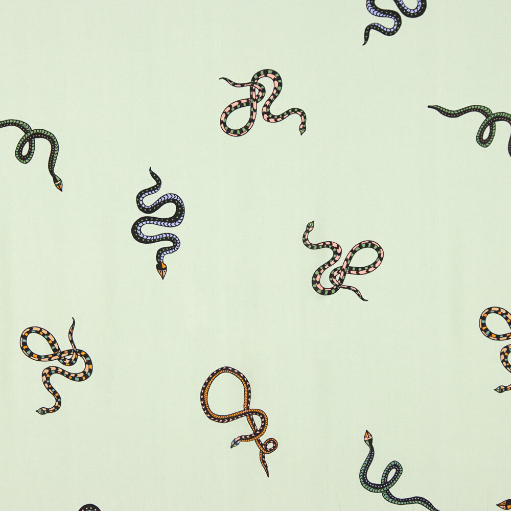 Crêpe Viscose Serpent Aigue-marine - Ribes y Casals