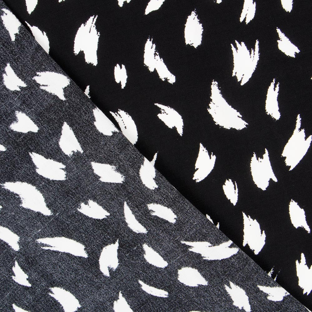 Crêpe Viscose Traits Maxi Noir - Ribes y Casals