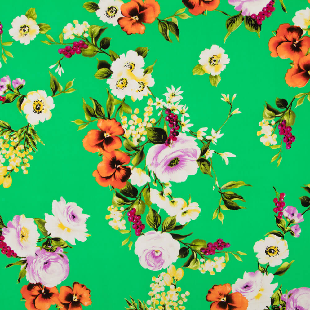 Crêpe Fleurs de Rose Zambra Vert - Ribes y Casals