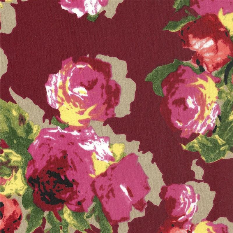 Crispy Milano Fleur Couleurs Fond Grenat - Ribes y Casals
