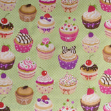 Coton Cupcakes Fond Vert - Ribes y Casals