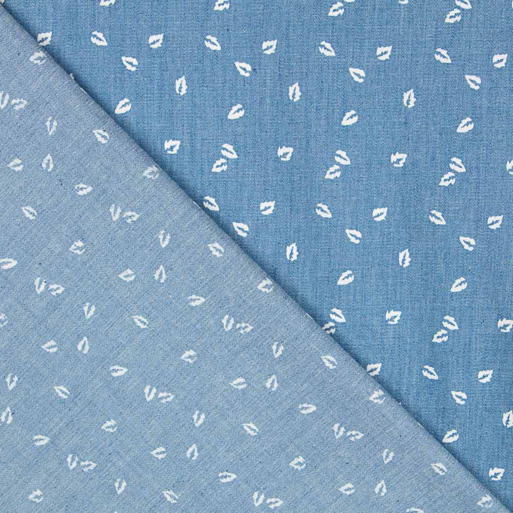 Denim Coton Petites Feuilles - Ribes y Casals