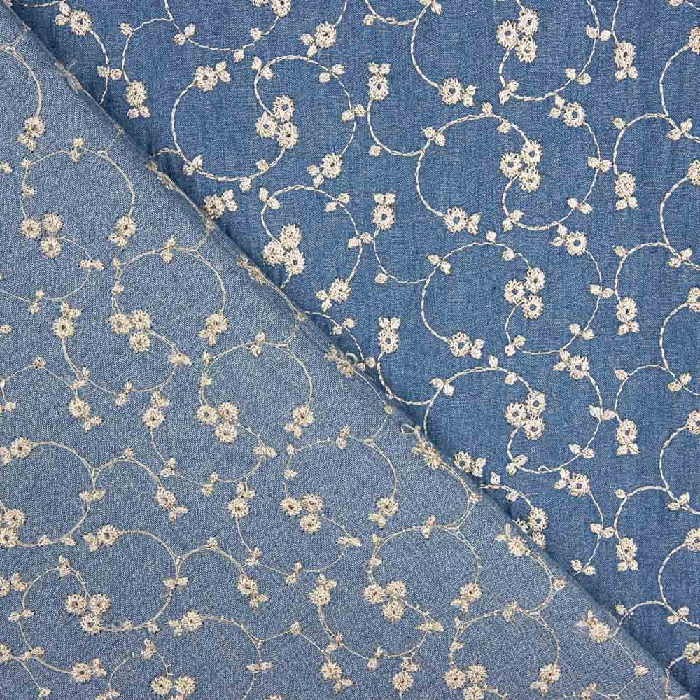 Denim Brodé Fleur Lurex - Ribes y Casals