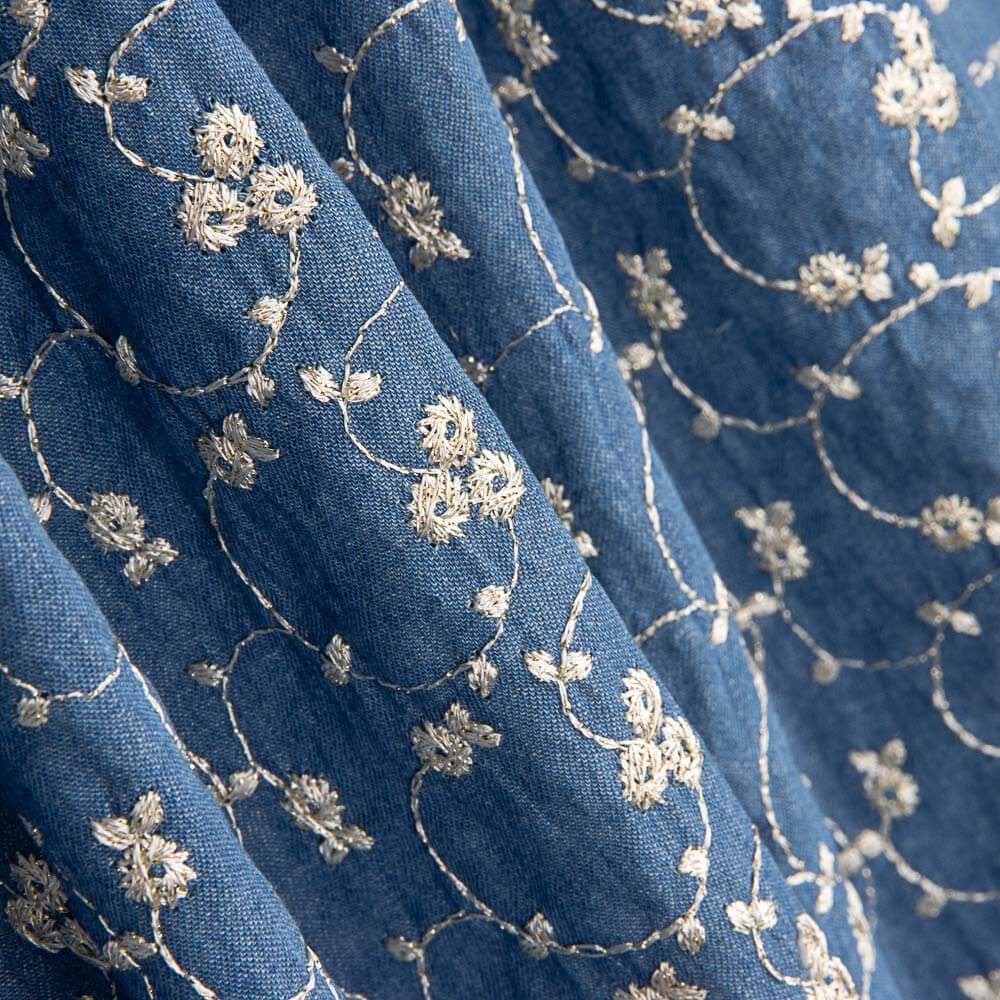 Denim Brodé Fleur Lurex - Ribes y Casals