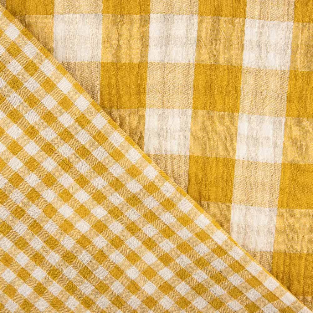 Double Gaze Vichy Réversible Jaune Foncé - Ribes y Casals