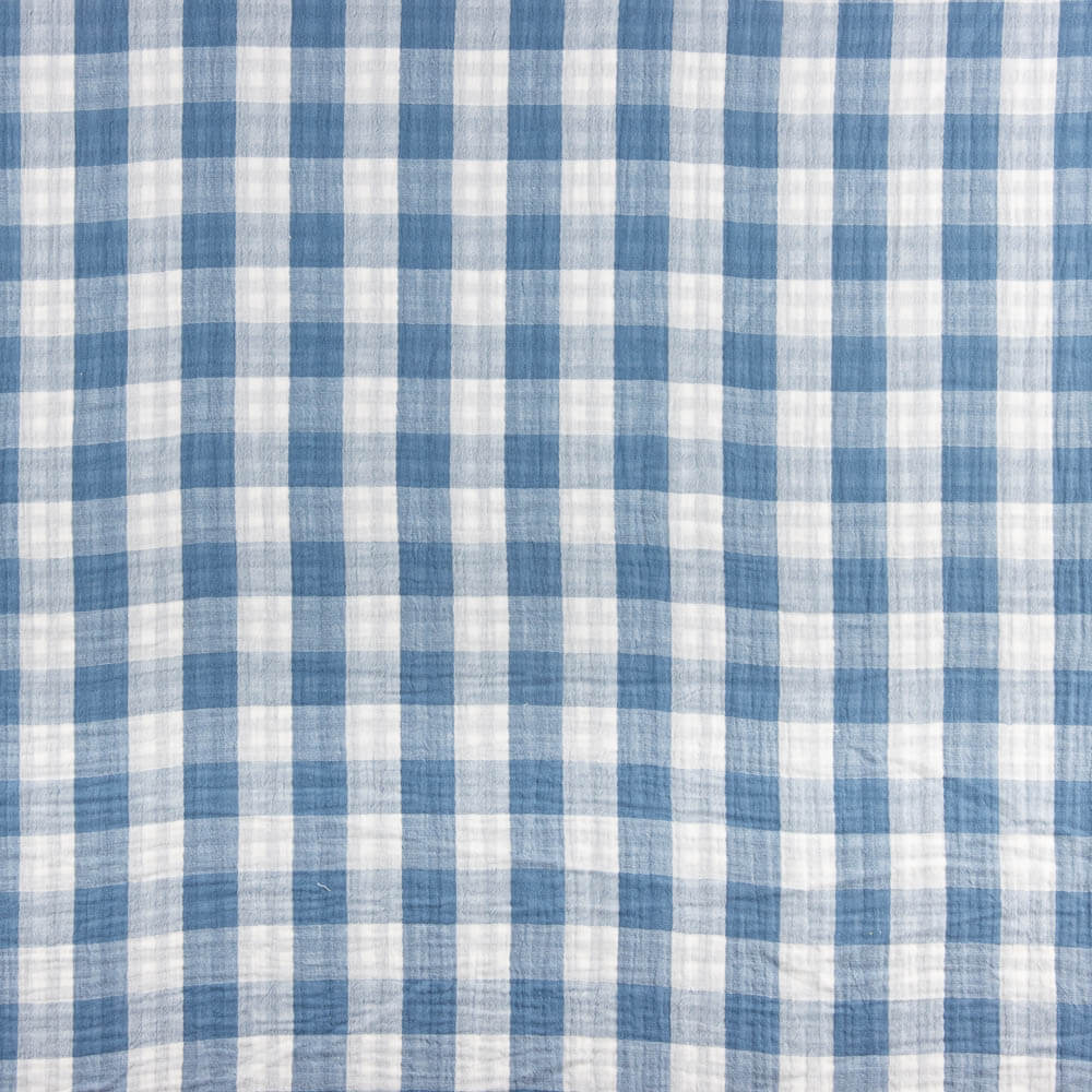 Double Gaze Réversible Vichy Bleu Denim Foncé - Ribes y Casals