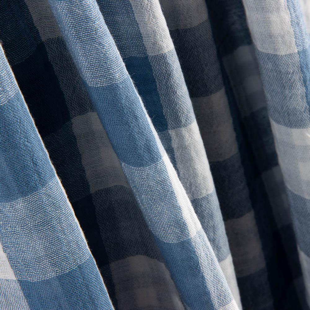 Double Gaze Réversible Vichy Bleu Denim Foncé - Ribes y Casals