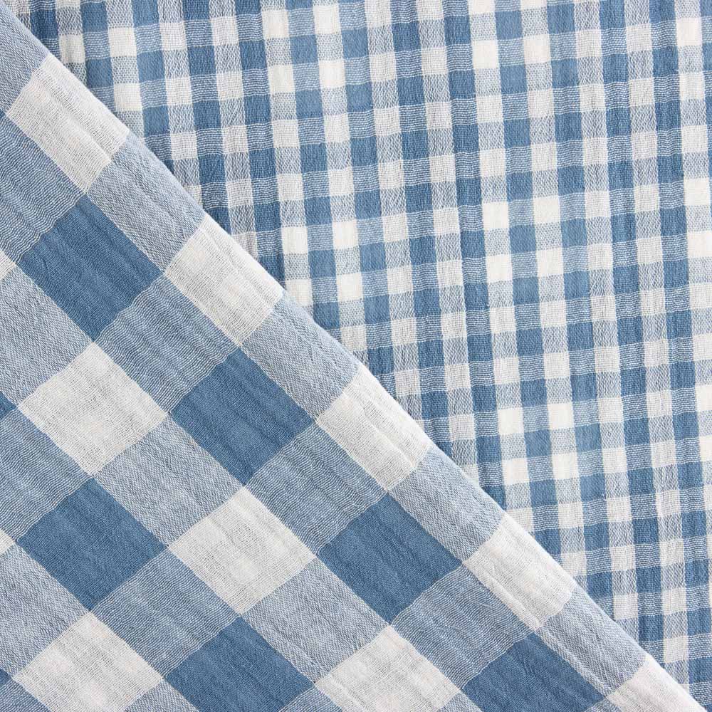 Retal Doble Gasa Vichy Reversible Azul 110x150cm - Ribes y Casals