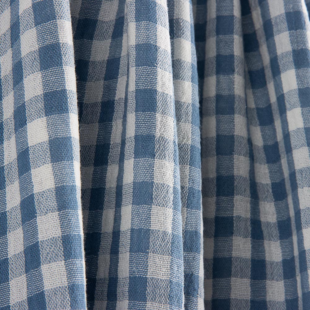 Double Chiffon Vichy Réversible Bleu - Ribes y Casals