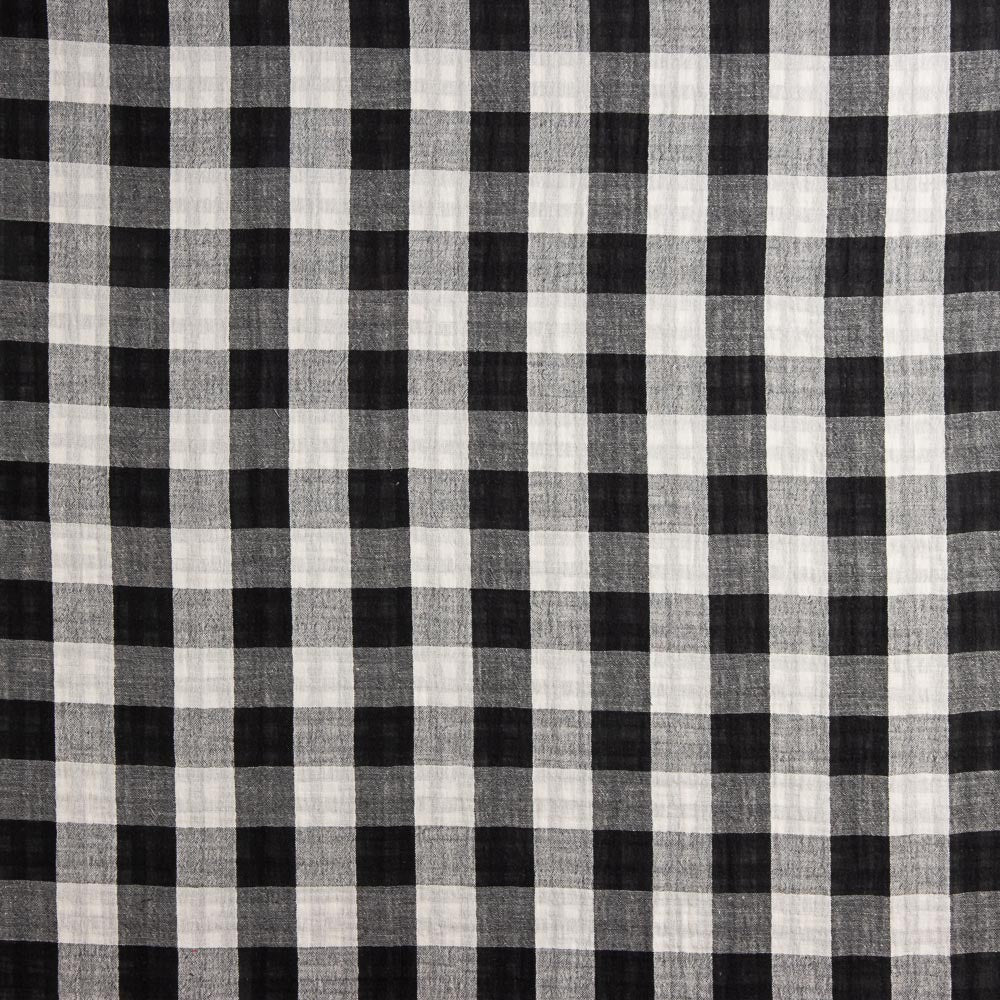 Double Chiffon Vichy Réversible Noir - Ribes y Casals