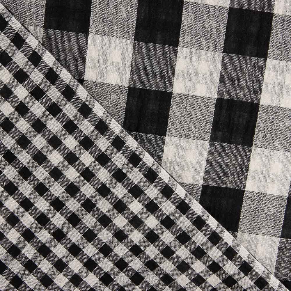 Double Chiffon Vichy Réversible Noir - Ribes y Casals