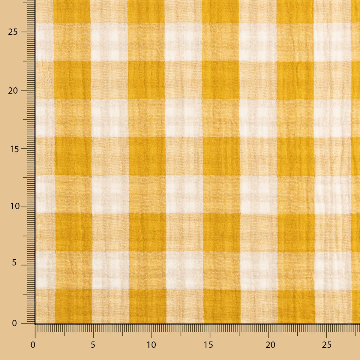 Double Chiffon Vichy Révélable Ocre - Ribes y Casals