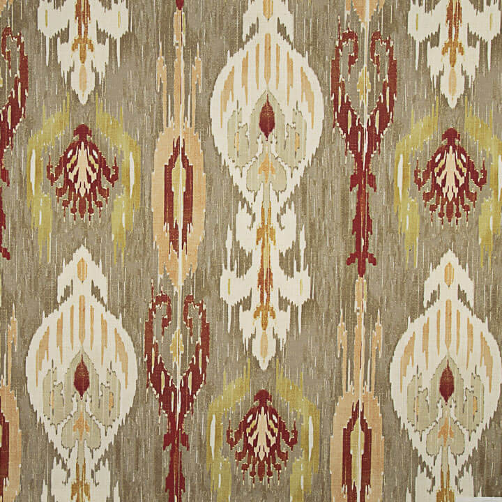 Toile de coton effet lin Ikat oriental taupe - Ribes y Casals