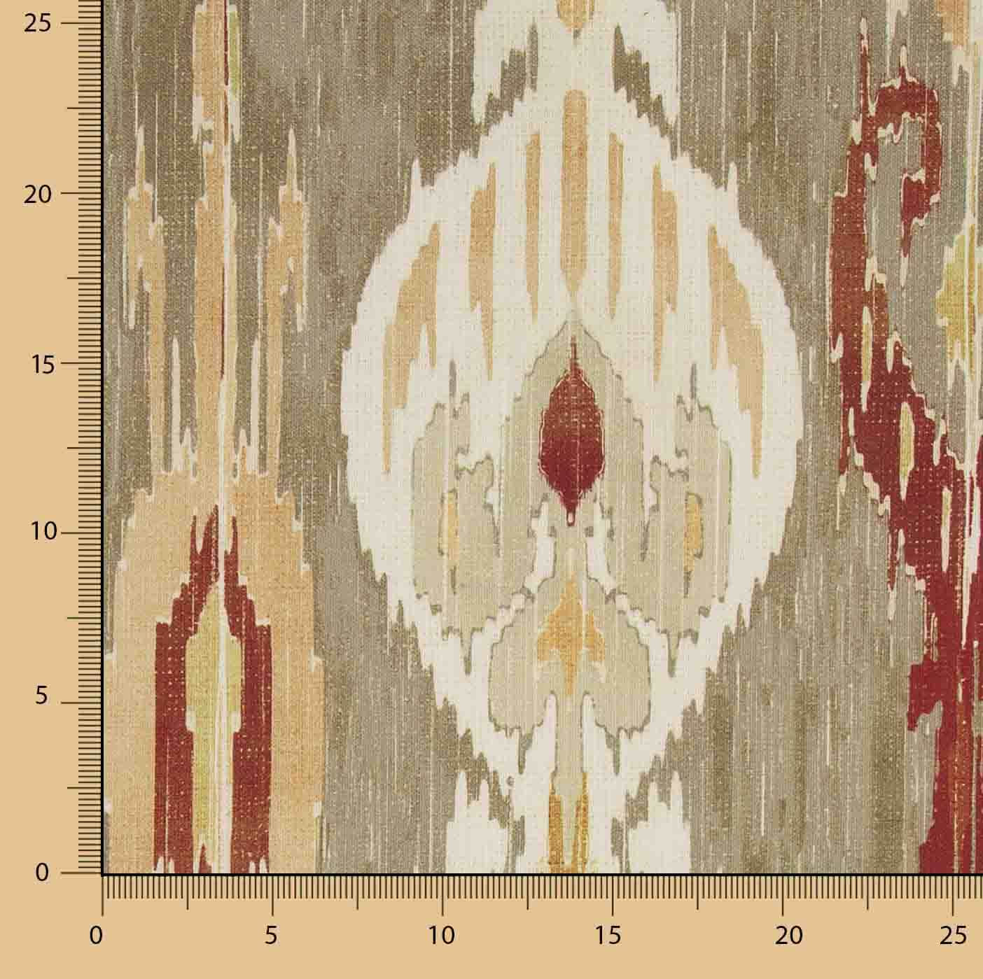 Toile de coton effet lin Ikat oriental taupe - Ribes y Casals