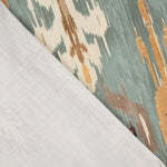Toile de coton effet tissu de lin Ikat oriental bleu-vert - Ribes y Casals