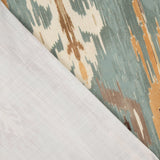 Toile de coton effet tissu de lin Ikat oriental bleu-vert - Ribes y Casals