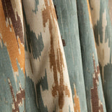 Toile de coton effet tissu de lin Ikat oriental bleu-vert - Ribes y Casals