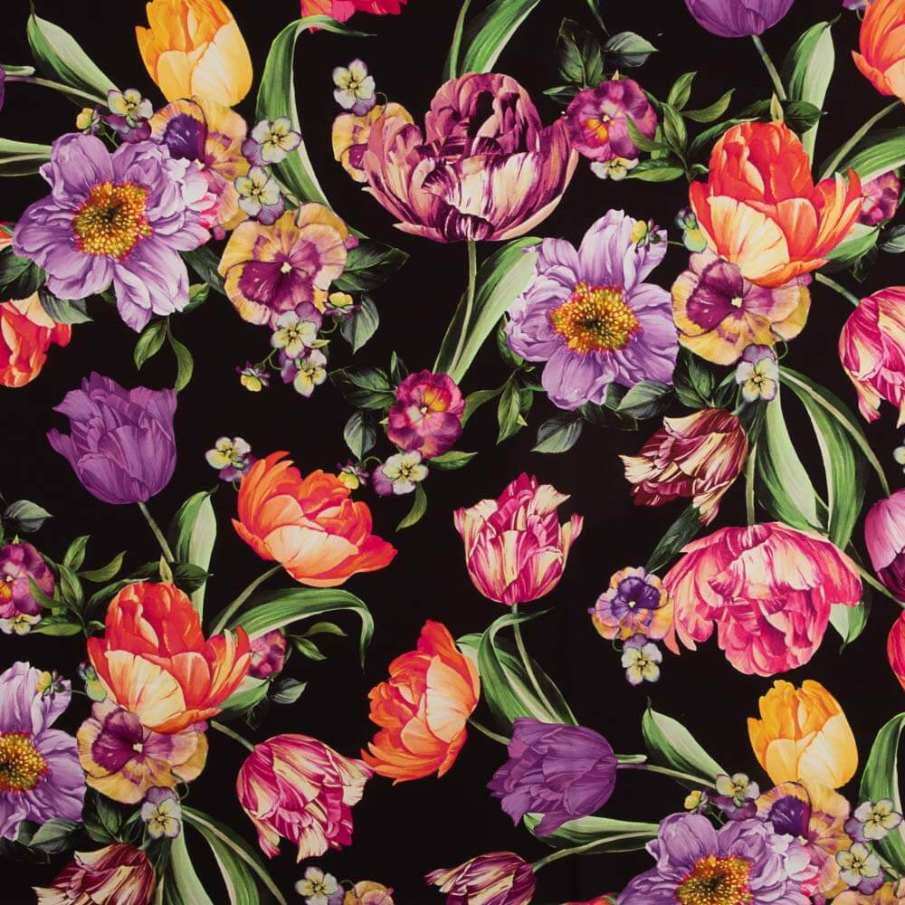 Trench stretch Tulips noir - Ribes y Casals