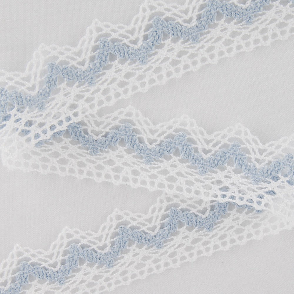 Dentelle Passementerie Blanc-Bleu 20mm - Ribes y Casals