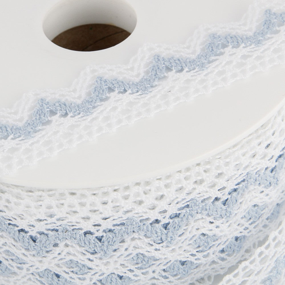 Dentelle Passementerie Blanc-Bleu 20mm - Ribes y Casals
