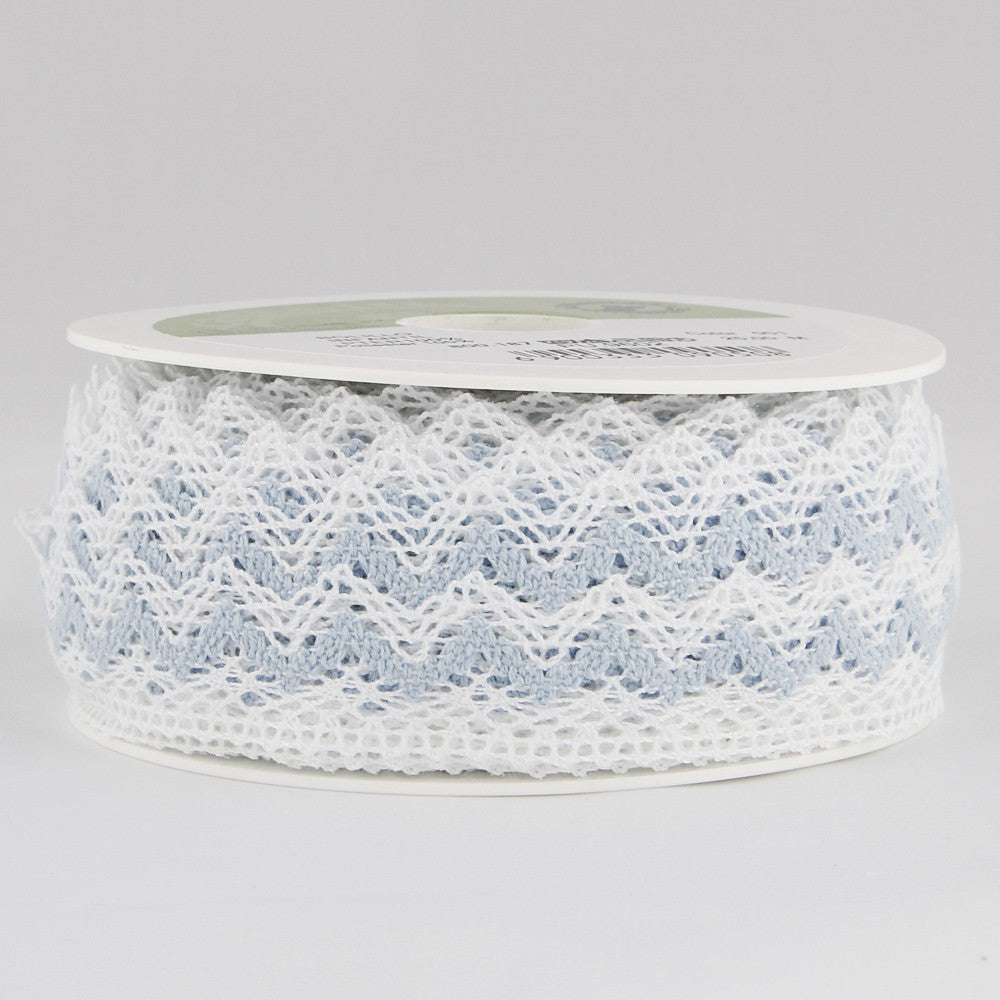 Dentelle Passementerie Blanc-Bleu 20mm - Ribes y Casals