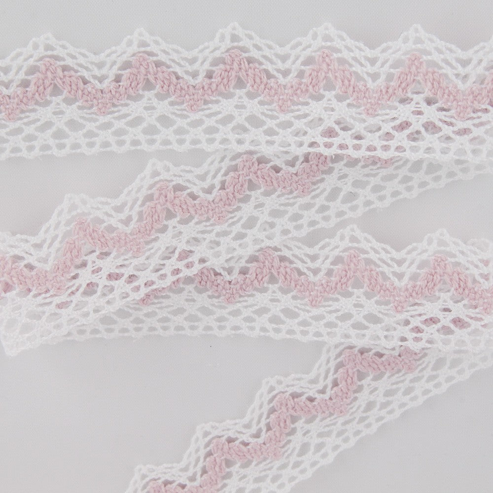 Dentelle Passementerie Rose Blanc 20mm - Ribes y Casals