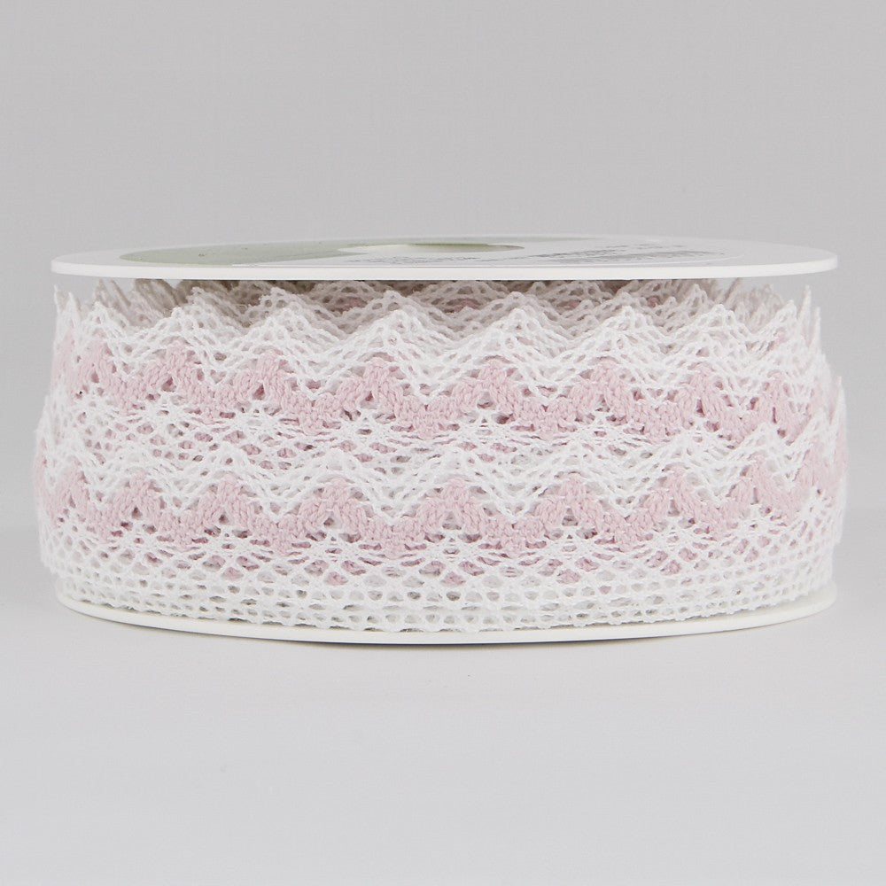 Dentelle Passementerie Rose Blanc 20mm - Ribes y Casals