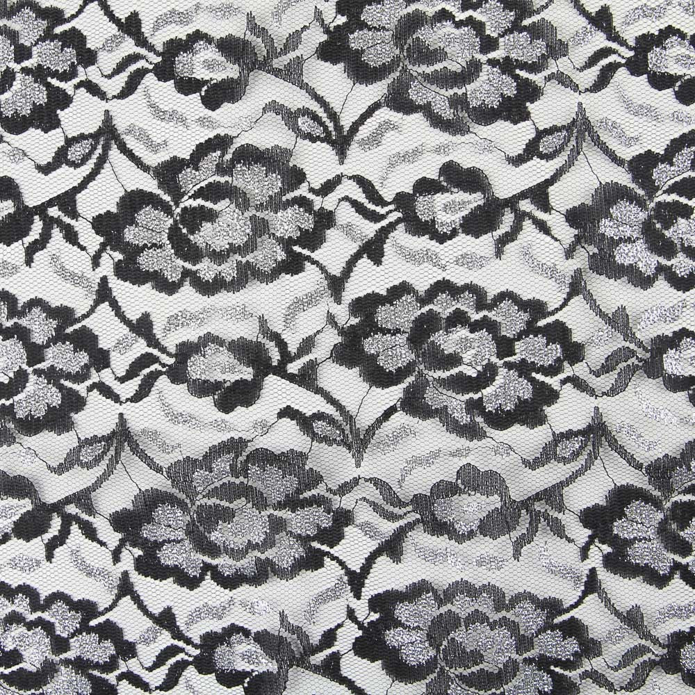 Dentelle Lurex Lace Black Silver - Ribes y Casals