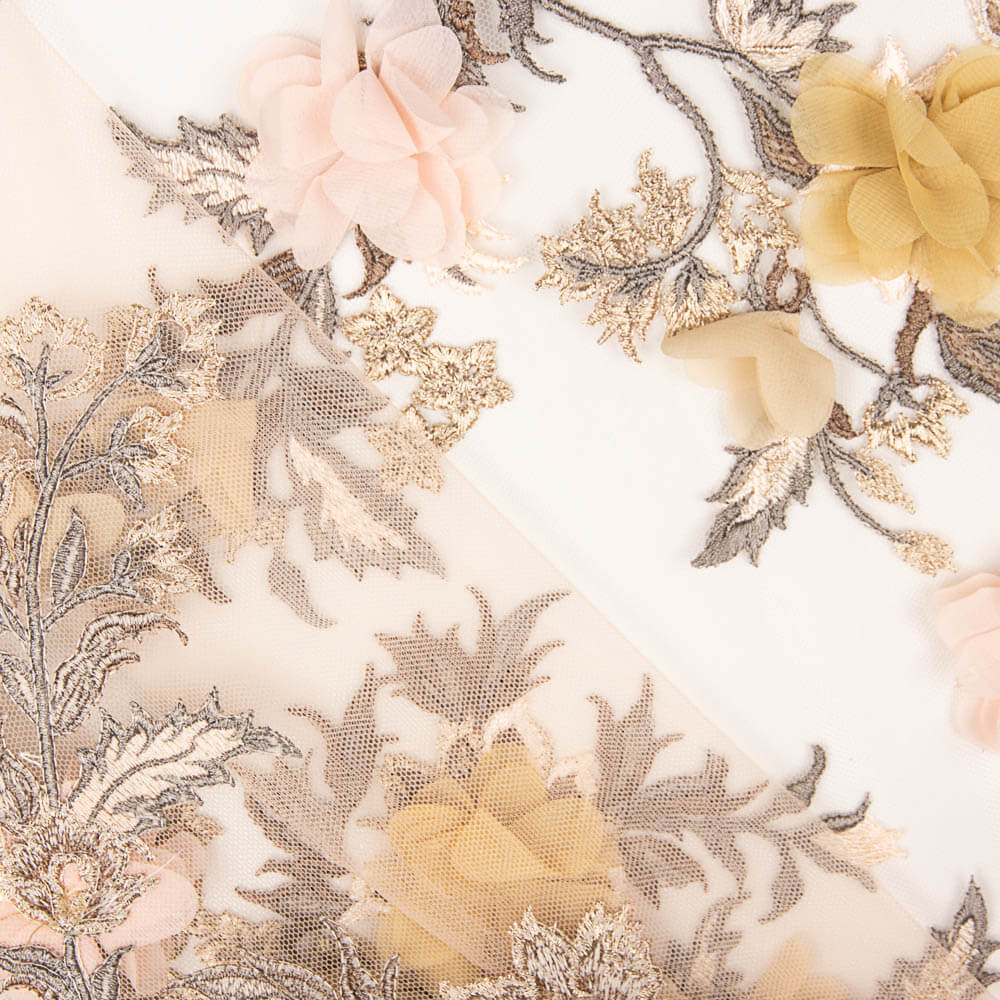 Dentelle Fantaisie Lurex Saumon - Ribes y Casals