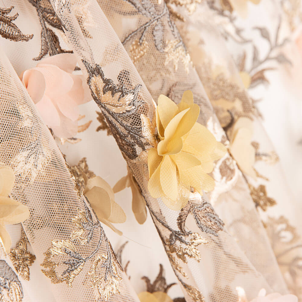 Dentelle Fantaisie Lurex Saumon - Ribes y Casals