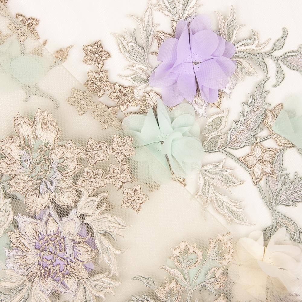 Dentelle Fantaisie Lurex Vert Pâle - Ribes y Casals