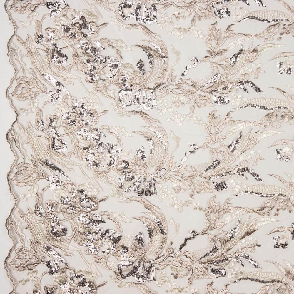 Branches Dentelle Paillette Gris - Ribes y Casals