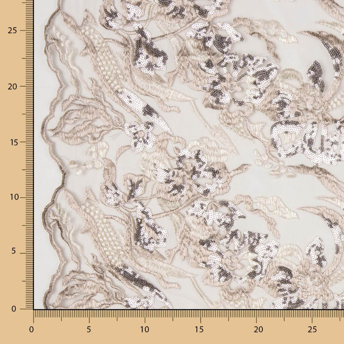 Branches Dentelle Paillette Gris - Ribes y Casals