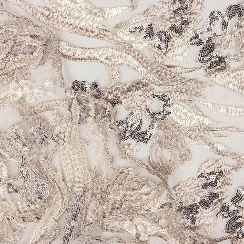 Branches Dentelle Paillette Gris - Ribes y Casals