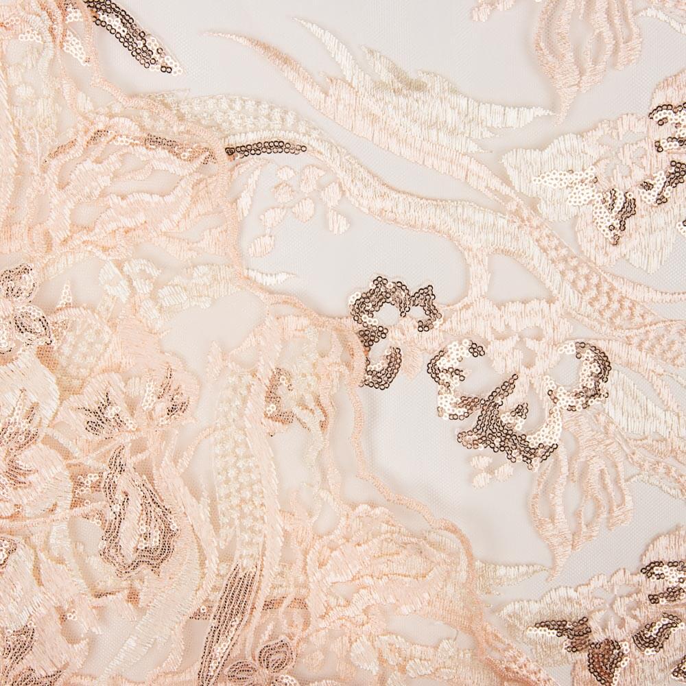 Branches Sequin Dentelle Saumon - Ribes y Casals