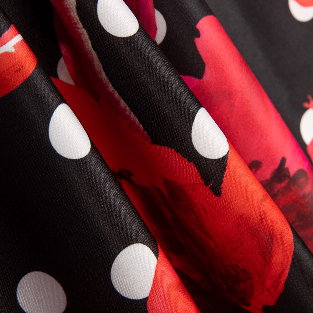 Fama Fleurs Stretch Polka Dot Noir - Ribes y Casals