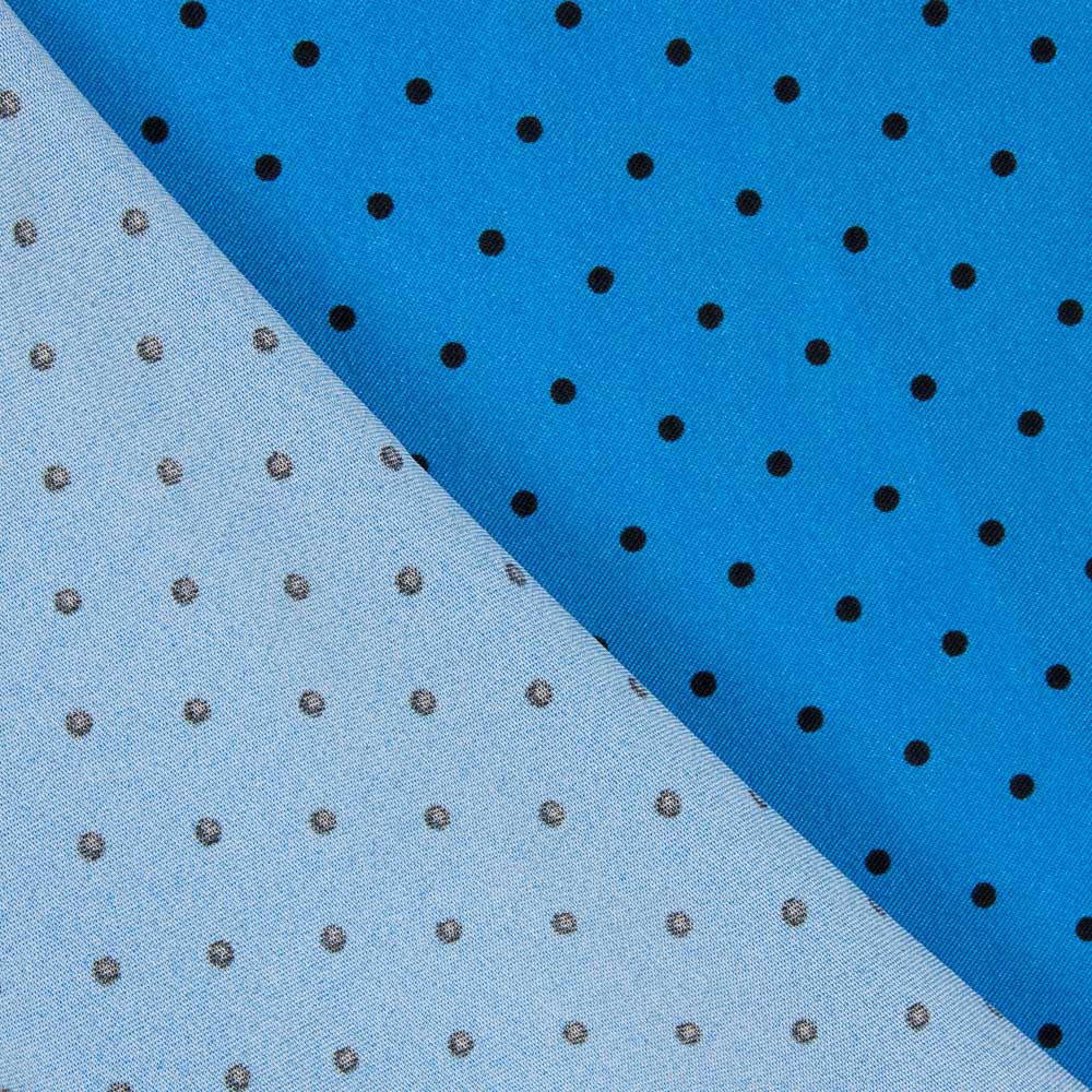 Gabardine Elastique Pois 3mm Bleu-Noir - Ribes y Casals