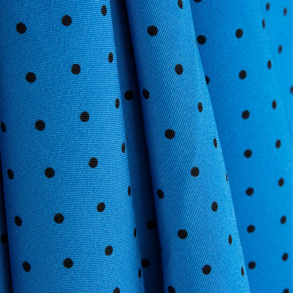 Gabardine Elastique Pois 3mm Bleu-Noir - Ribes y Casals