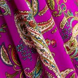 Crêpe Polyester Dessin Cachemire Fuchsia Foncé - Ribes y Casals